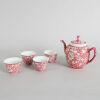 A Chinese Late Qing Dynasty to Republic Period Red-glazed Tea Cup and Tea Pots