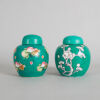 Two Chinese Green-ground Famille Rose Lidded Jar