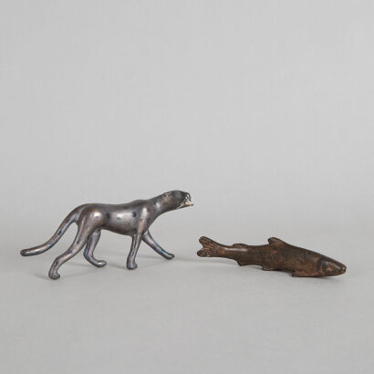 Two Chinese Bronze Animal Ornaments