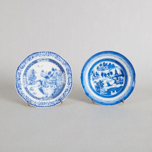 Two 18th Century Chinese Qing Dynasty Export 'Landscape' Dishes