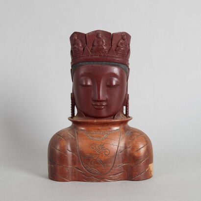 A Chinese Wood Carving of Guanyin