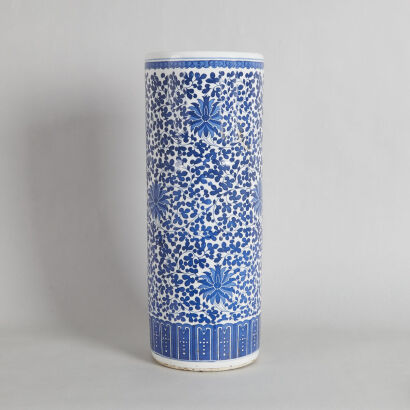 A Chinese Blue and White Umbrella Stand