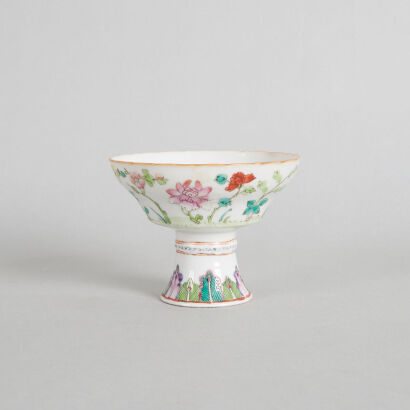 A Chinese Qing Dynasty Famille Rose 'Floral' Stem Cup