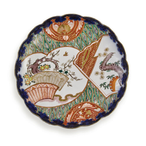 An Imari Petal-Rimmed Plate Decorated with Pine Tree and Plum Pattern