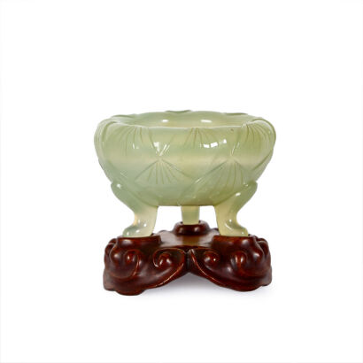 A Republican-Era Jadeite Brush Pot with Three Feet