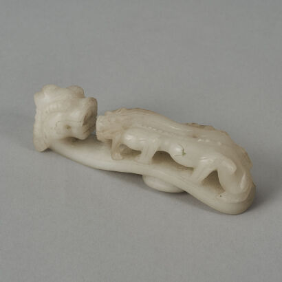 A Chinese White Jade 'Dragon' Belt Hook