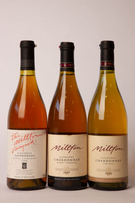 Three bottles of Millton Chardonnay in one lot