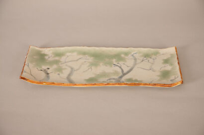 A Japanese Pottery Rectangular Tray