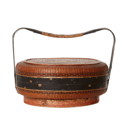 A Chinese Bamboo Woven Food Carrier