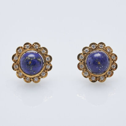 18ct Lapis Lazuli Diamond Earrings
