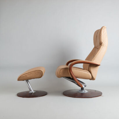 A Mid-Century Armchair and Ottoman