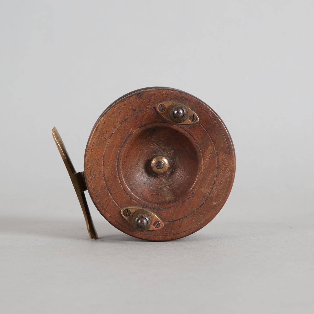 A Vintage Wood and Brass Fly Reel