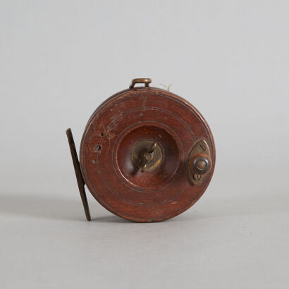 A Vintage S. Allcock Reditch England Wood and Brass Fly Reel