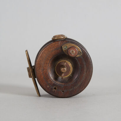 A Vintage Brass and Wood Fly Reel