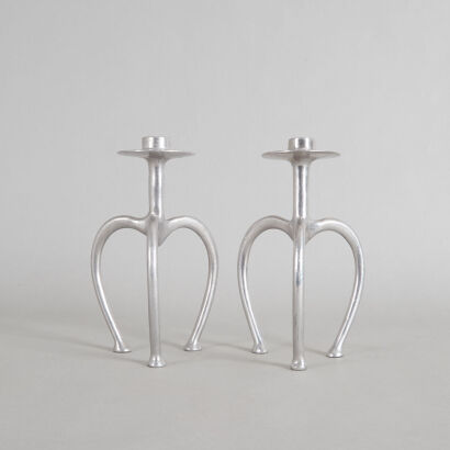 A Pair of Stephane Rondel Candlestick Holders