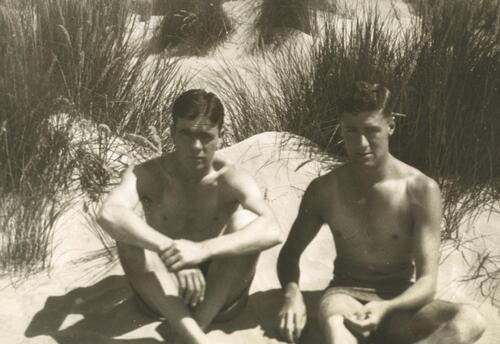 PHOTOGRAPHER UNKNOWN Leo Bensemann and Lawrence Baigent at the Beach