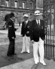 New Zealand Olympic team members M.L. Marshall and J.M. Holland attend a reception at Buckingham Palace, 1952