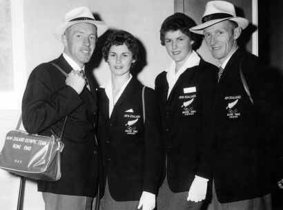 Members of New Zealand Olympic team depart for the 1960 Olympic Games in Rome, 1960