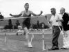 New Zealand middle-distance runner Peter Snell crossing the finish line, 1962