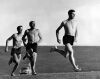 Runners Peter Snell, Bill Baillie, and Kim McDell training together at the Auckland Domain, 1962