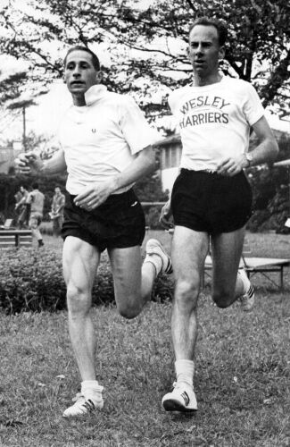 New Zealand's W.D. Baillie and A.B. Magee during a training run at the Olympic Village in Tokyo, 1964