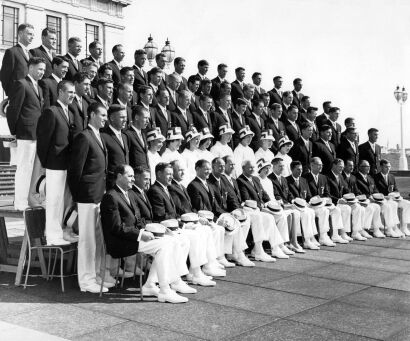 New Zealand's 1964 Olympic team photographed in Auckland before departing for Tokyo, 1964