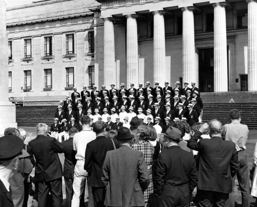 New Zealand's 1964 Olympic team photographed in Auckland before departing for Tokyo, 1964