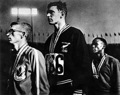 New Zealand's Peter Snell wins the gold medal in the 800 metre race at the 1964 Olympic Games in Tokyo, 1964