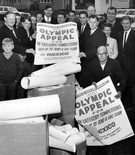 Top Auckland athletes participate in a fund-raising effort ahead of the 1968 Olympic Games, 1968