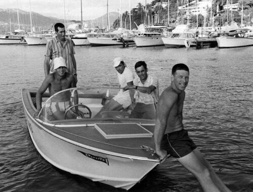 New Zealand's yachting team members at the Olympic Games yachting venue in Acapulco, 1968