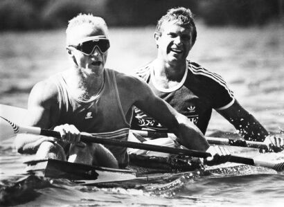 MARK BAKER Gold medal canoeists Paul MacDonald and Ian Ferguson, c1980