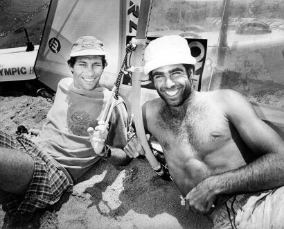 Sailboarders Bruce Kendall and Amith Inbar, 1994