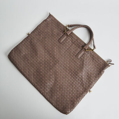 Bottega Veneta Brown Intrecciato Leather Convertible Tote Bag