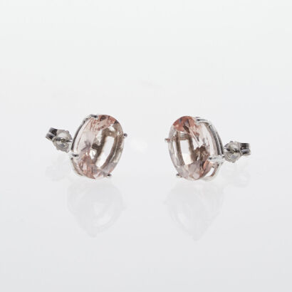14ct White Gold Morganite Earrings