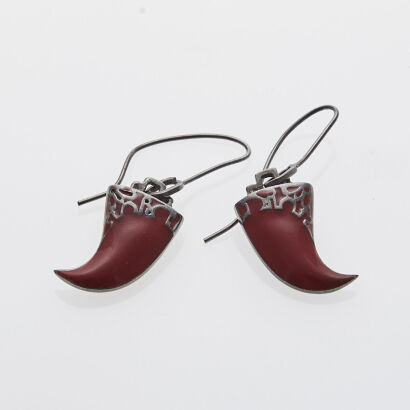 Dior Red Claw Shaped Earrings