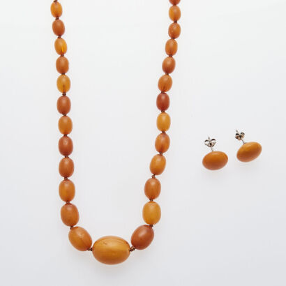 Amber Necklace and Earrings Set