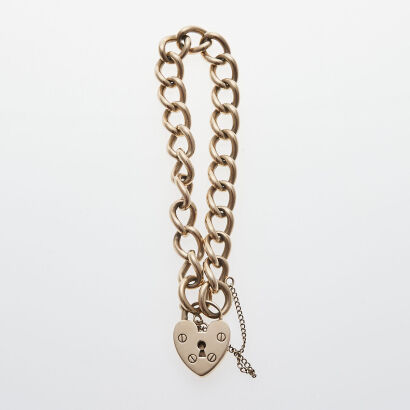 9ct Heart Padlock Bracelet