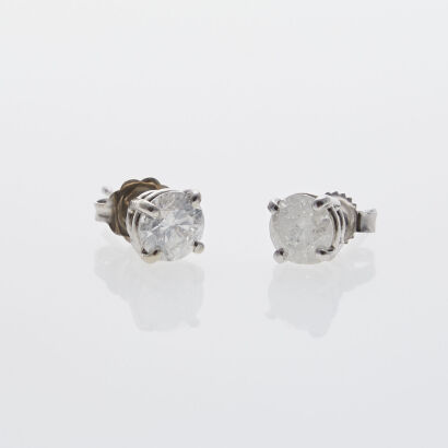 14ct White Gold Diamond Studs