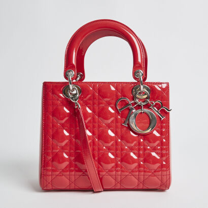 Dior Red Patent Lady Dior Handbag