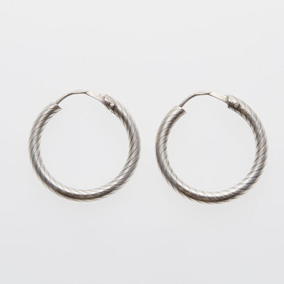 Silver Patterned Hoop Earrings