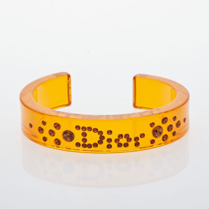 Dior Orange Resin Rhinestone Bracelet