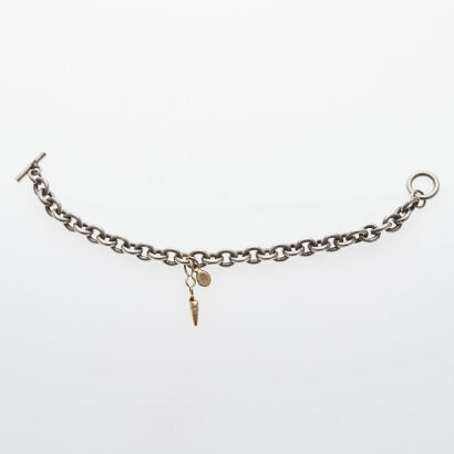 Silver and 18ct Gold Charms Link Bracelet