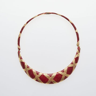 Yves Saint Laurent Red Enamel Necklace