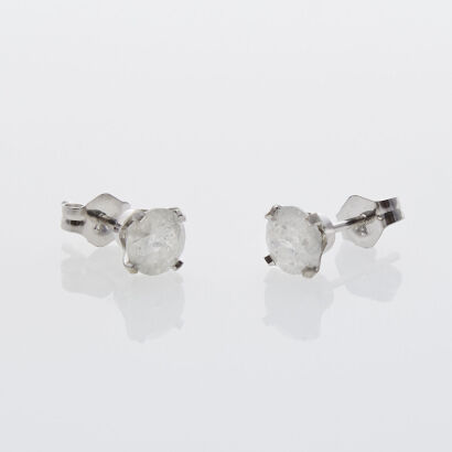 14ct White Gold Diamond Stud Earrings
