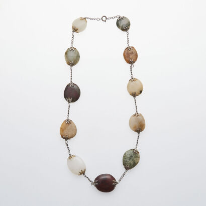 Silver Vintage Agate Jasper Necklace