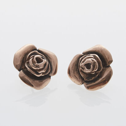 9ct Rose Gold Flower Earrings