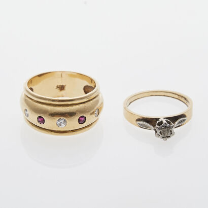 Two 18ct Diamond Rings