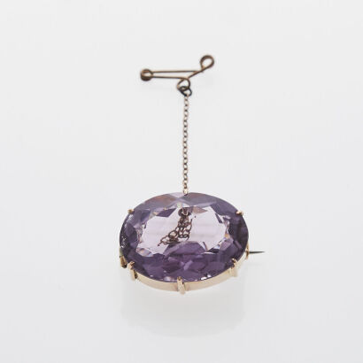 9ct Rose Gold Amethyst Brooch