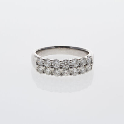 18ct White Gold Double Row Diamond Ring