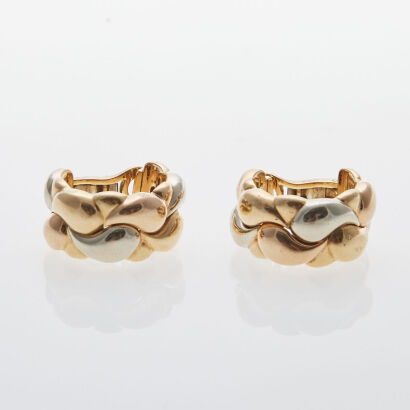 18ct Vintage Chopard Wide Hoop Earrings